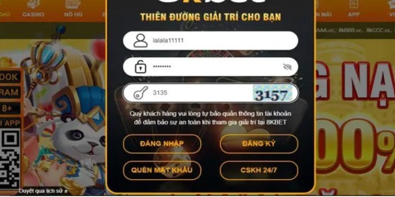 Đăng nhập 8KBET là quy trình cơ bản để bạn vào trang 